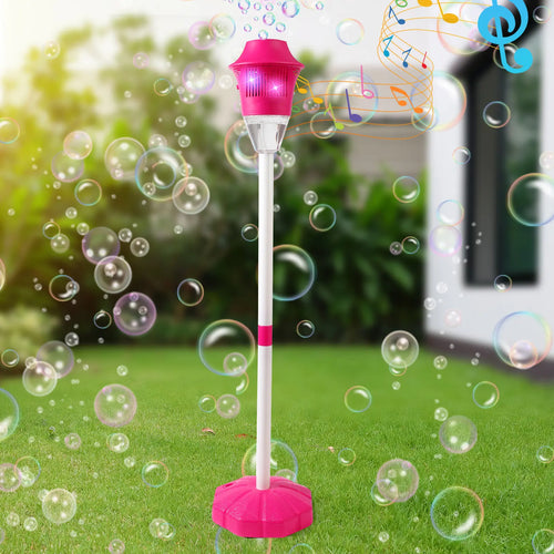 Automatic Bubble Maker for Kids, Outdoor Bubble Machine with Lights, Music, Adjustable Stand and Portable Summer Party Play