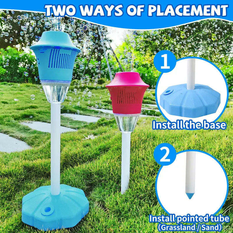 Automatic Bubble Maker for Kids, Outdoor Bubble Machine with Lights, Music, Adjustable Stand and Portable Summer Party Play