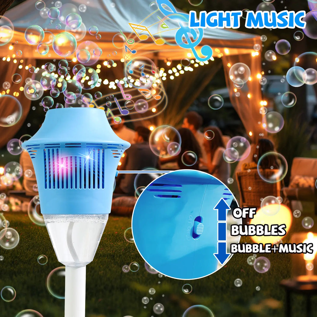 Automatic Bubble Maker for Kids, Outdoor Bubble Machine with Lights, Music, Adjustable Stand and Portable Summer Party Play