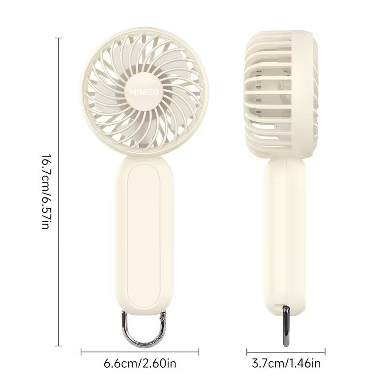 3-Speed Rechargeable Battery Handheld Fan(with Carabiner Clip）