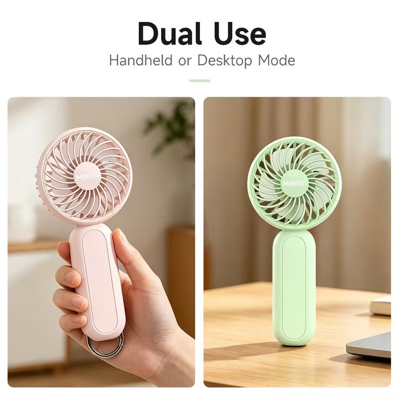 3-Speed Rechargeable Battery Handheld Fan(with Carabiner Clip）