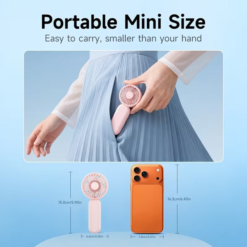 3-Speed Rechargeable Battery Handheld Fan(with Carabiner Clip）