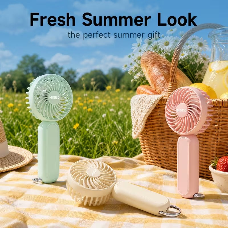 3-Speed Rechargeable Battery Handheld Fan(with Carabiner Clip）