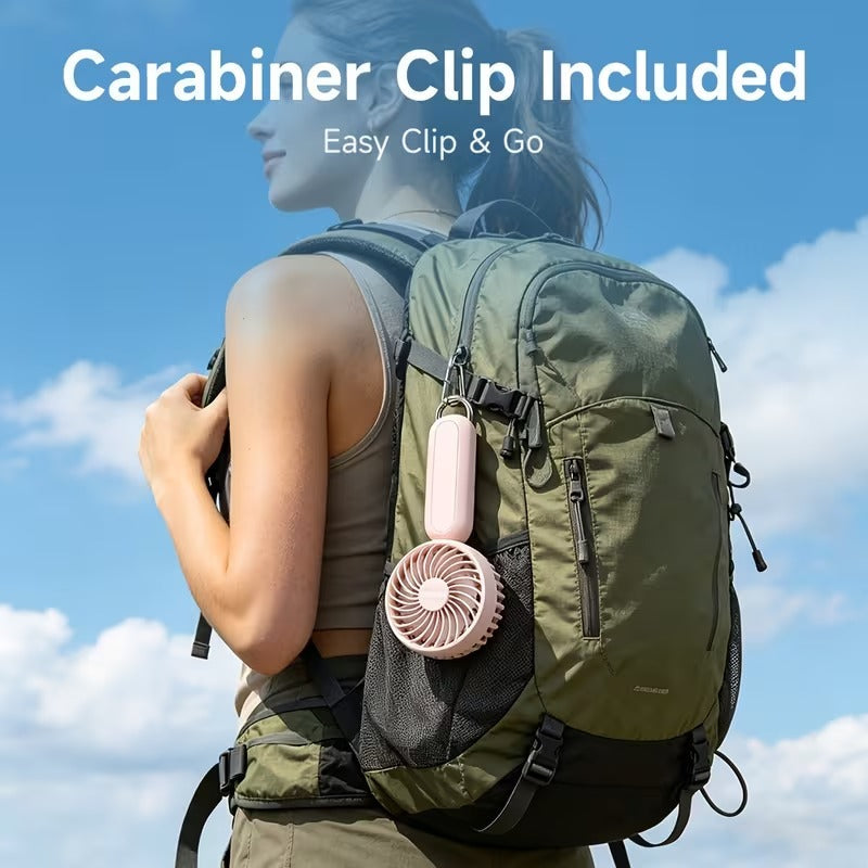 3-Speed Rechargeable Battery Handheld Fan(with Carabiner Clip）