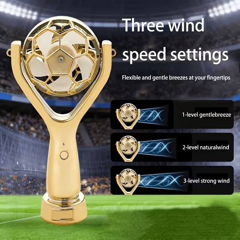 Trophy-Shaped Handheld Fan, Exclusive Gift for Football Fans, Portable Mini Desktop Fan