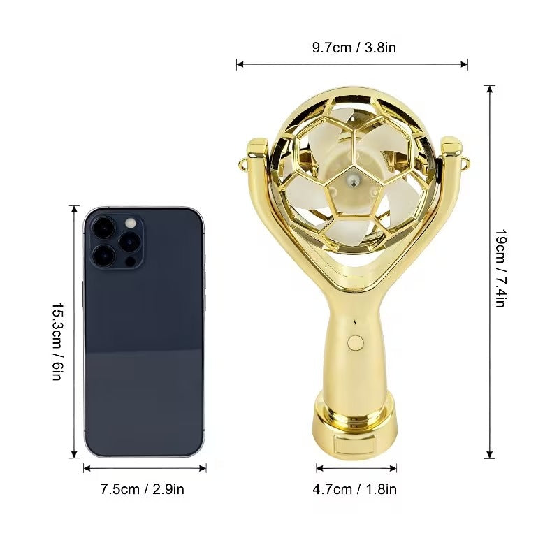 Trophy-Shaped Handheld Fan, Exclusive Gift for Football Fans, Portable Mini Desktop Fan