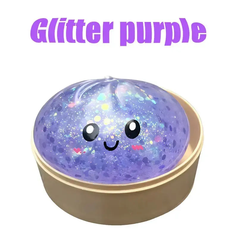 Glitter Dumpling Squishy Toy, Colorful Stress Relief Ball, Soft Squeeze Decompression Toy, Stress Relaxation Gift for Adults
