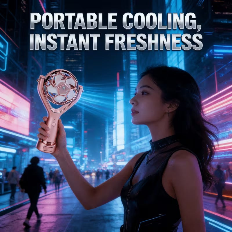 Trophy-Shaped Handheld Fan, Exclusive Gift for Football Fans, Portable Mini Desktop Fan